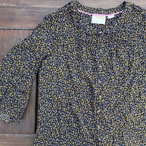 Anthropologie Tops - Anthropologie MAEVE Womens XS Black Floral Blouse Flutter Sleeve Aveiro